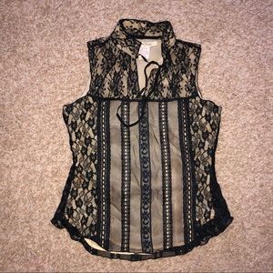 Free People Black lace Blouse